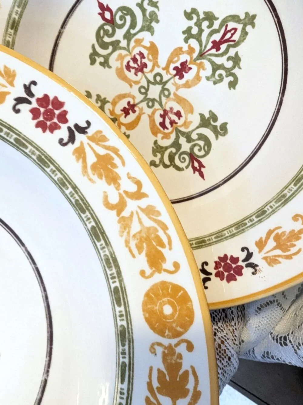 5 Piece Williams Sonoma Pasta Set Retired Asolo Gold Green Tuscany Italy NICE